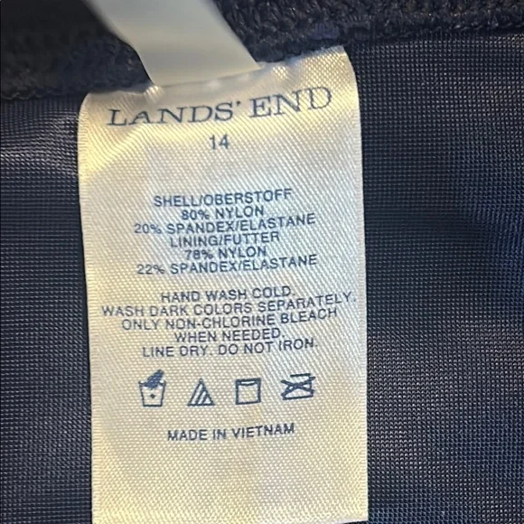 Lands' End Blue Swim Set top size 14 long mastectomy swim skirt swim bottom 14 - Picture 8 of 8